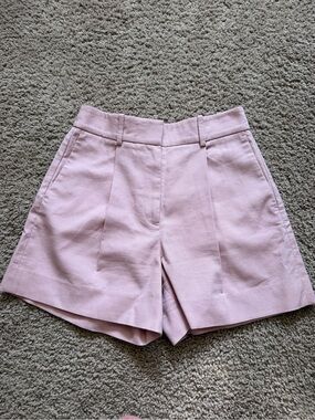 Rebecca Taylor High-Waist Tailored Shorts in Pale Pink